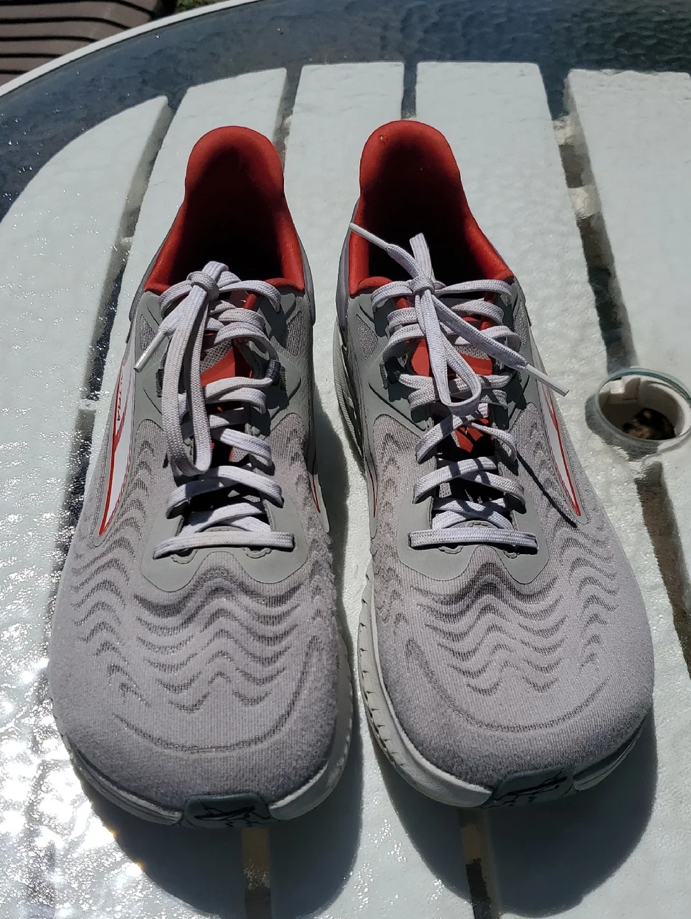 Altra Torin 7 Size US 11 Wide. Grey Red Colorway. Good/Excellent Used Condition